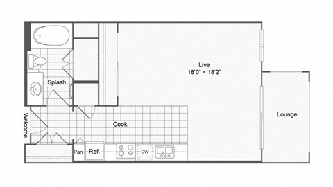 Studio 1 bath at The Hendrix, Atlanta, GA, 30329